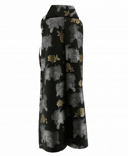 男性用袴単品レンタル(成人式・結婚式・卒業式)黒・グレー唐獅子と金牡丹[身長170cm]No.145